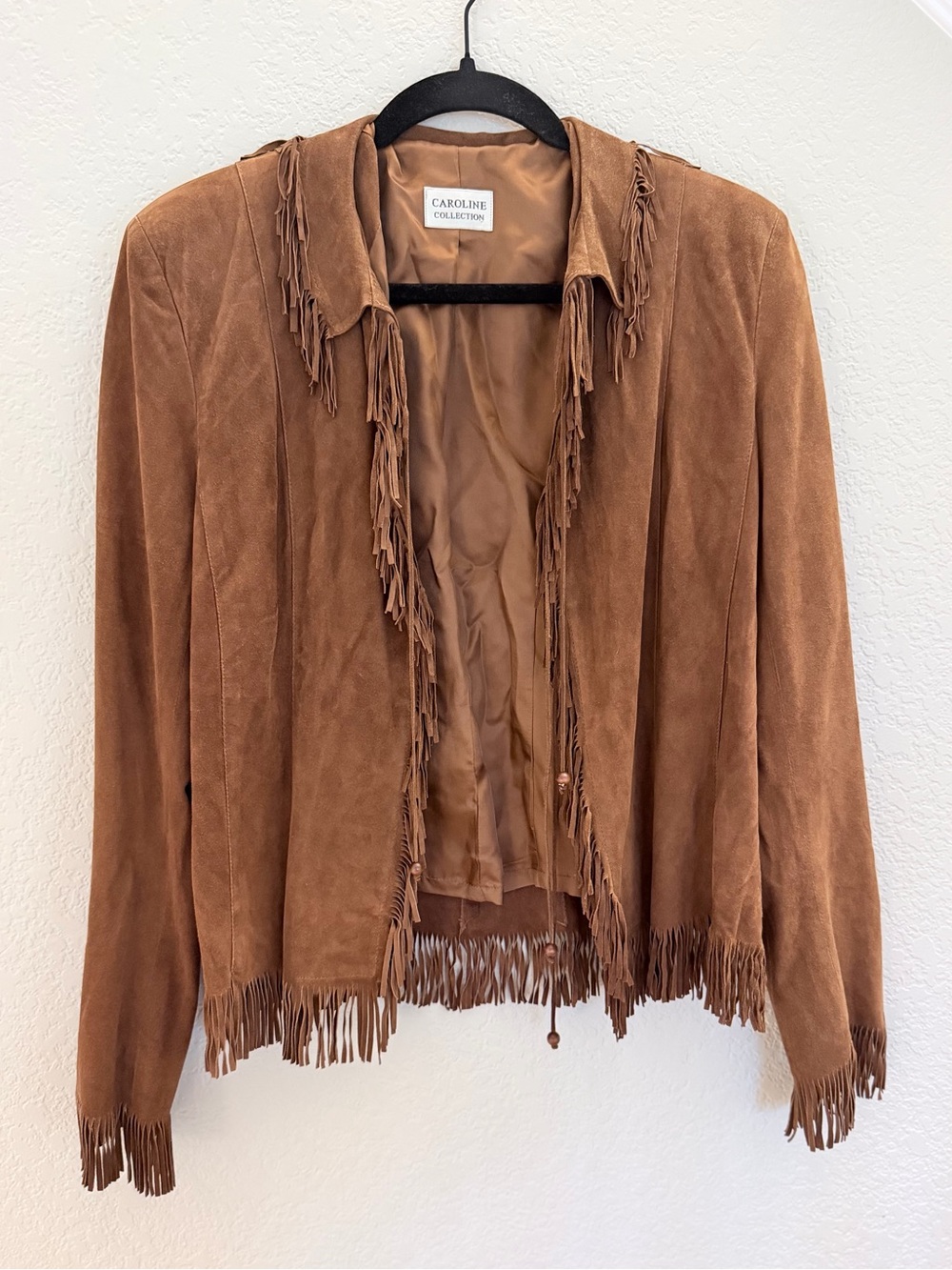Caroline Collection Genuine Suede Fringe Jacket Size medium Western Boho